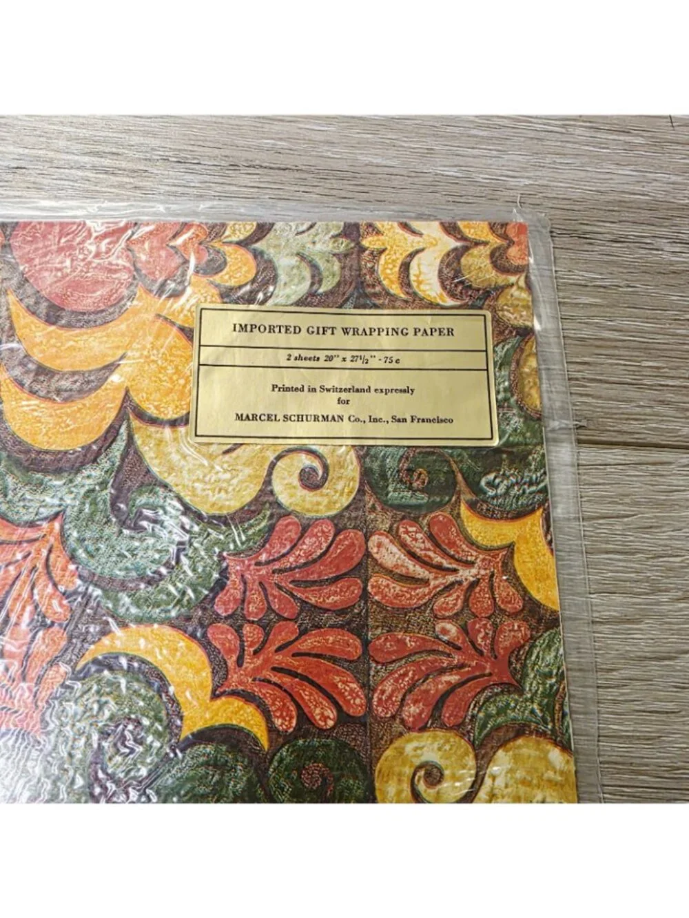 Vtg Marcel Schurman Art Nouveau Multicolor Gift Wrapping Paper Scrapbook Crafts